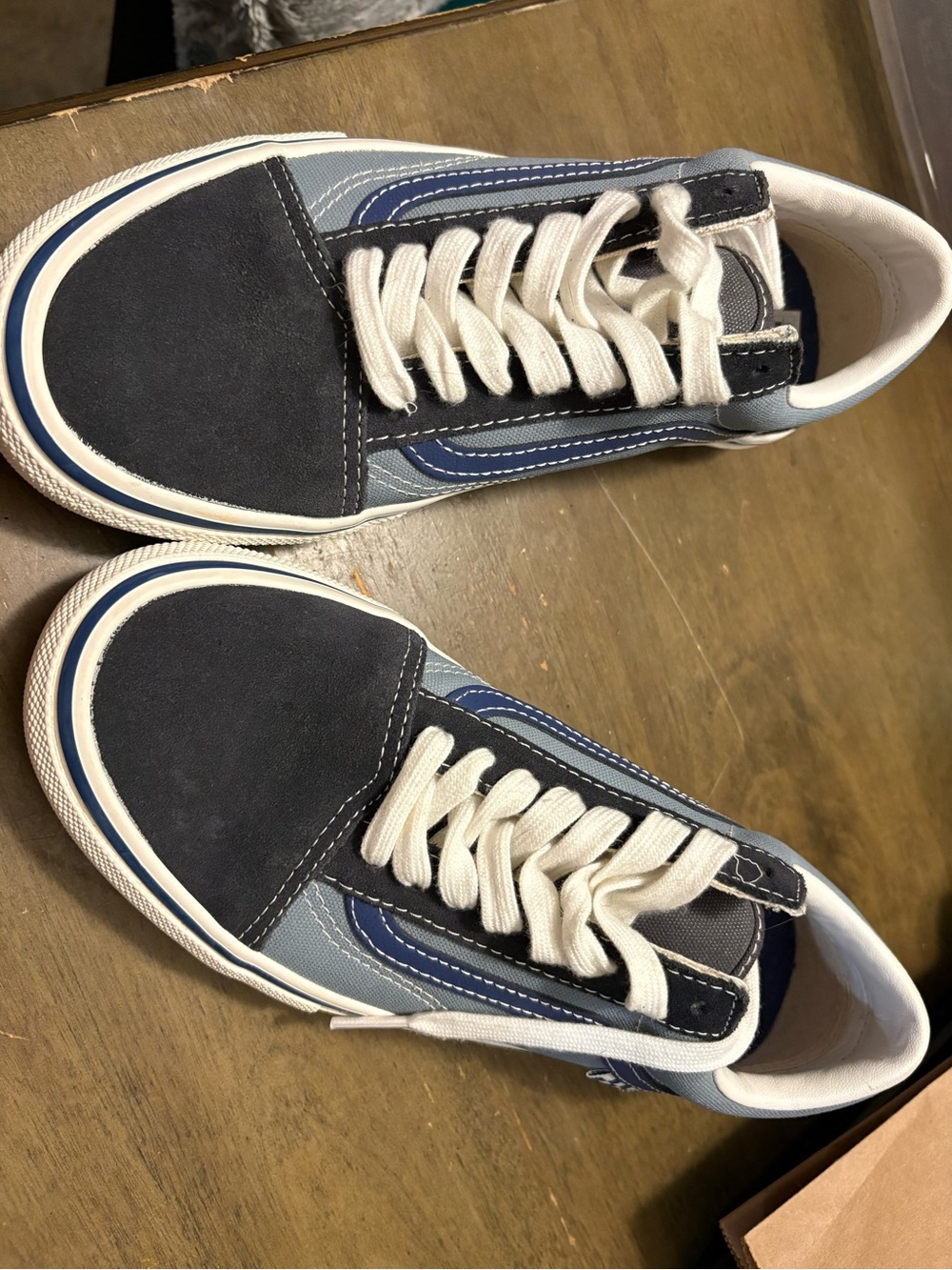 Vans Two-Tone Low-Top Sneakers — Navy and Light Blue